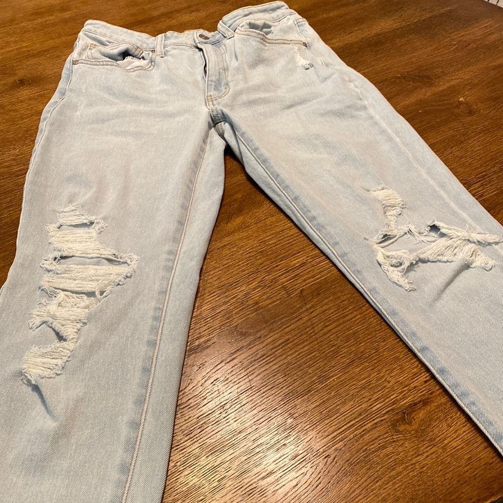 Rip stone washed jeans.